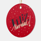 Feliz Navidad, Happy Kerstmis, met foto Keramisch Ornament (Links)