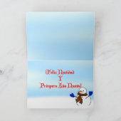 Feliz Navidad - Happy Snowman met Blue Mittens Feestdagen Kaart (Binnen)