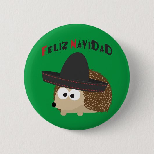 Feliz Navidad Hedégel Ronde Button 5,7 Cm (Voorkant)