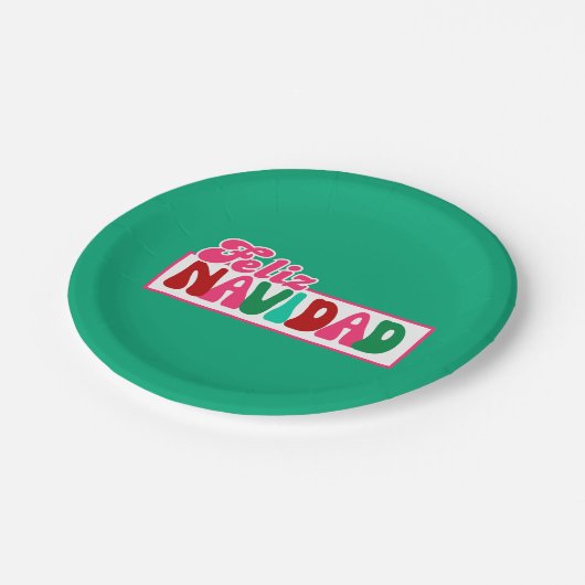 Feliz Navidad - Helder kleurrijk Papieren Bordje (Gekanteld)