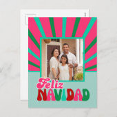 Feliz Navidad - Heldere Maximalist Feestdagenkaart (Voorkant / Achterkant)