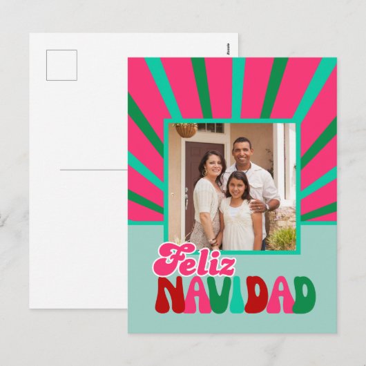 Feliz Navidad - Heldere Maximalist Feestdagenkaart (Voorkant / Achterkant)