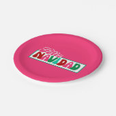 Feliz Navidad - Helderroze Papieren Bordje (Gekanteld)