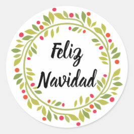 Feliz Navidad Holiday Wreath Kerstmis Ronde Sticker