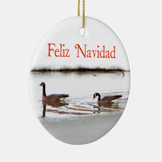Feliz Navidad - Honkers - Canada Geese Keramisch Ornament (Rechts)