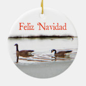 Feliz Navidad - Honkers - Canada Geese Keramisch Ornament (Achterkant)