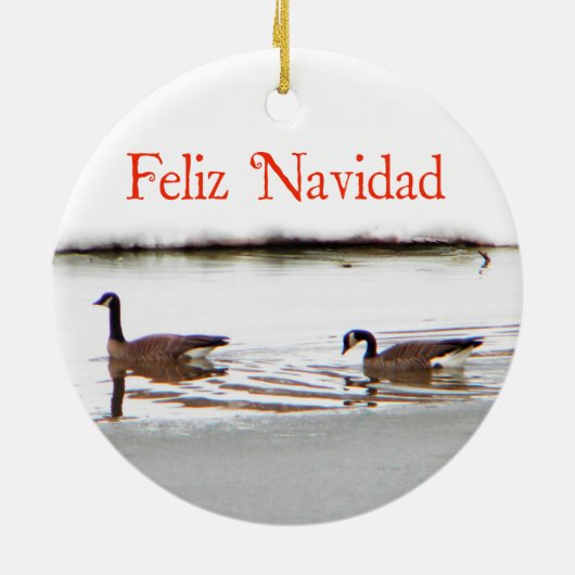 Feliz Navidad - Honkers - Canada Geese Keramisch Ornament (Achterkant)