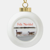 Feliz Navidad - Honkers - Canada Geese Keramische Bal Ornament (Voorkant)