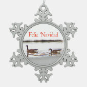Feliz Navidad - Honkers - Canada Geese Tin Sneeuwvlok Ornament (Voorkant)