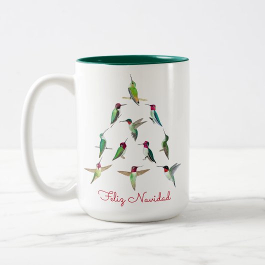 Feliz Navidad Hummingbird Kerstmis Tweekleurige Koffiemok (Links)