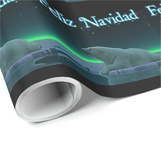 Feliz Navidad - Ice Edge Polar Beer Cadeaupapier (Rol Hoek)