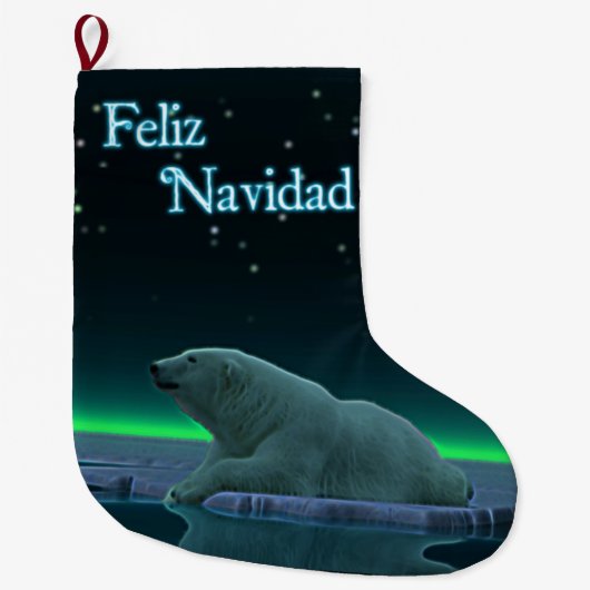 Feliz Navidad - Ice Edge Polar Beer Grote Kerstsok (Voorkant)