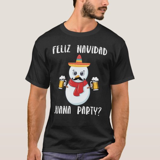 Feliz Navidad Juana Party Spaanse kerstklas T-shirt (Voorkant)