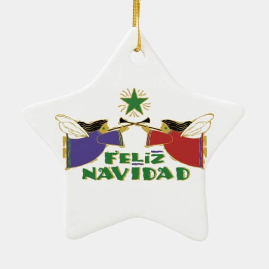 Feliz Navidad Keramisch Ornament (Achterkant)