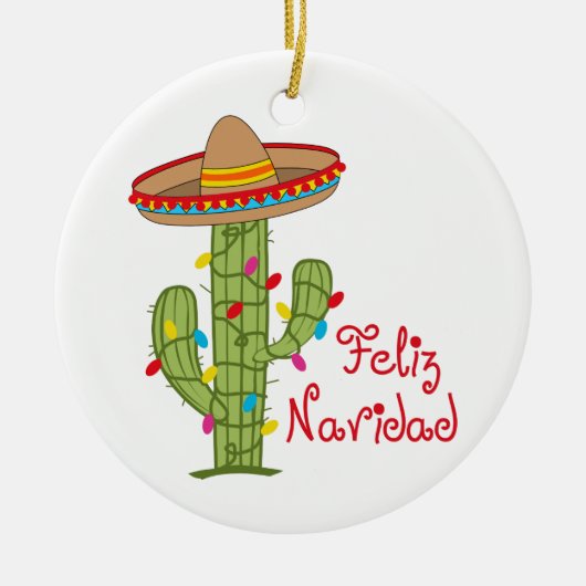 Feliz Navidad Keramisch Ornament (Voorkant)