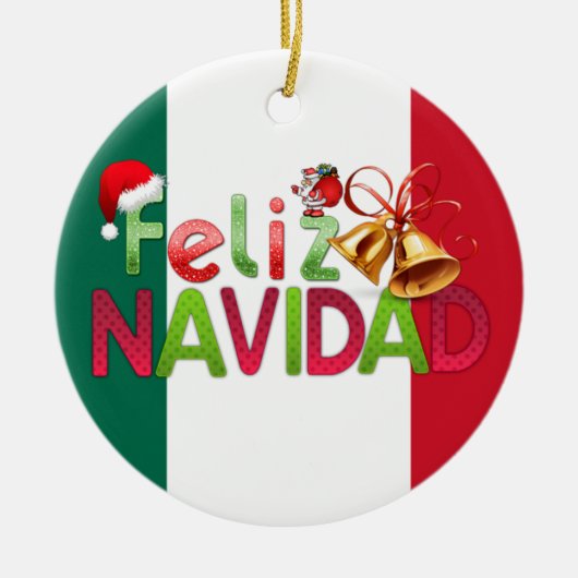 Feliz Navidad Keramisch Ornament (Voorkant)