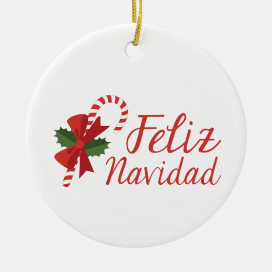 Feliz Navidad Keramisch Ornament (Voorkant)
