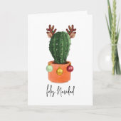 Feliz Navidad Kerst Cactus Gewei Feestdagen Kaart (Voorkant)