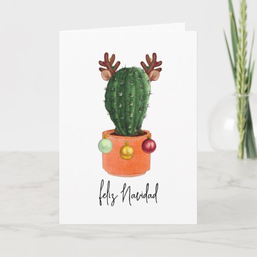 Feliz Navidad Kerst Cactus Geweien Feestdagen Kaart (Voorkant)