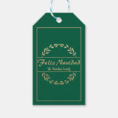 Feliz Navidad Kerst Gouden Wit Jesaja 9:6 Cadeaulabel (Voorkant)