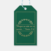 Feliz Navidad Kerst Gouden Wit Jesaja 9:6 Cadeaulabel (Achterkant)