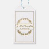 Feliz Navidad Kerst Gouden Wit Jesaja 9:6 Cadeaulabel (Voorkant)