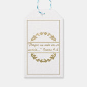 Feliz Navidad Kerst Gouden Wit Jesaja 9:6 Cadeaulabel (Achterkant)