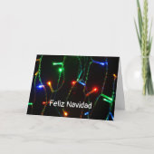"Feliz Navidad" Kerst kleurrijke lichten Kaart (Voorkant)