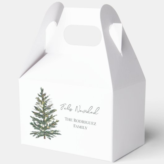 Feliz Navidad Kerstboom met Lichten Vakantie Bedankdoosjes (Voorkant)