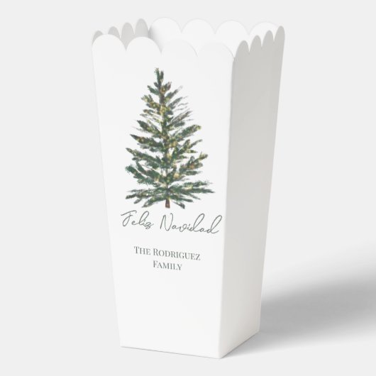 Feliz Navidad Kerstboom met Lichten Vakantie Bedankdoosjes (Voorkant)