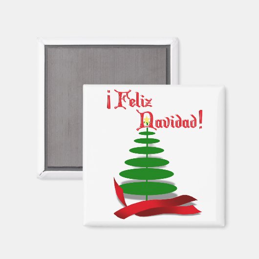 Feliz Navidad - kerstboom met rood lint Magneet (Voorkant / Achterkant)