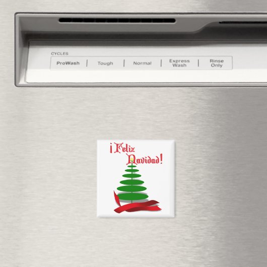 Feliz Navidad - kerstboom met rood lint Magneet (Insitu (Vaatwasser))