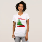 Feliz Navidad - kerstboom met rood lint T-shirt (Voorkant volledig)