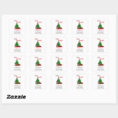 Feliz Navidad - kerstboom met rood lint Vierkante Sticker (Vel)