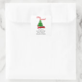 Feliz Navidad - kerstboom met rood lint Vierkante Sticker (Tas)