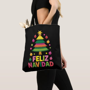 Feliz Navidad Kerstboom Spaans Vakantie Kerstmis Tote Bag