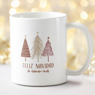 Feliz Navidad Kerstboom Vakantie Elegant Koffiemok