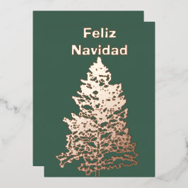 Feliz Navidad Kerstboom Vakantie Roze Goud  Folie Feestdagenkaart