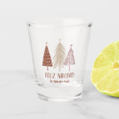 Feliz Navidad Kerstboom Vakantie Vrolijk Elegant Shot Glas (Voorkant)