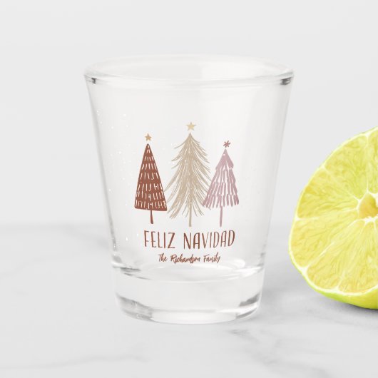 Feliz Navidad Kerstboom Vakantie Vrolijk Elegant Shot Glas (Voorkant)