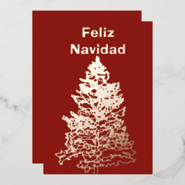 Feliz Navidad kerstboomvakantie Roos Gold Folie Feestdagenkaart