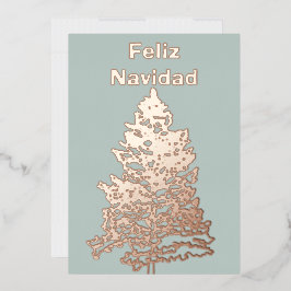 Feliz Navidad kerstboomvakantie Roos Gold Folie Feestdagenkaart