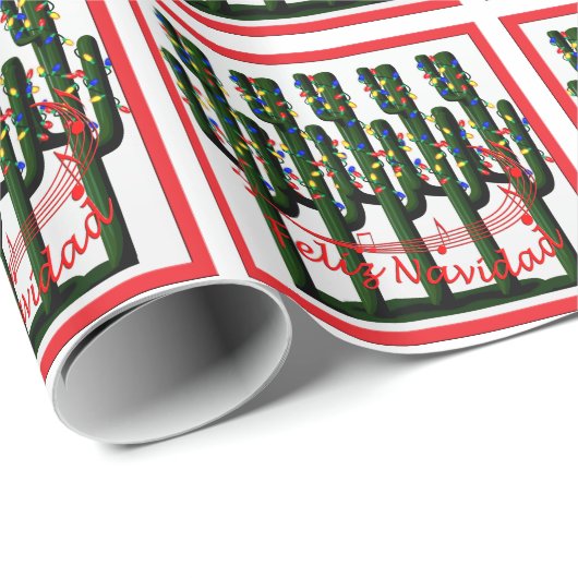 Feliz Navidad-kerstcactus - Gift Wrap Cadeaupapier (Rol Hoek)