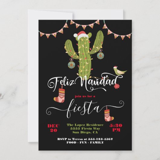 Feliz Navidad-kerstcactus Kaart (Voorkant)