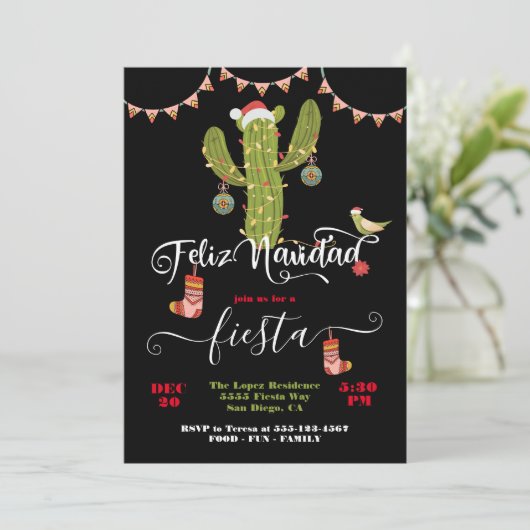 Feliz Navidad-kerstcactus Kaart (Staand voorkant)