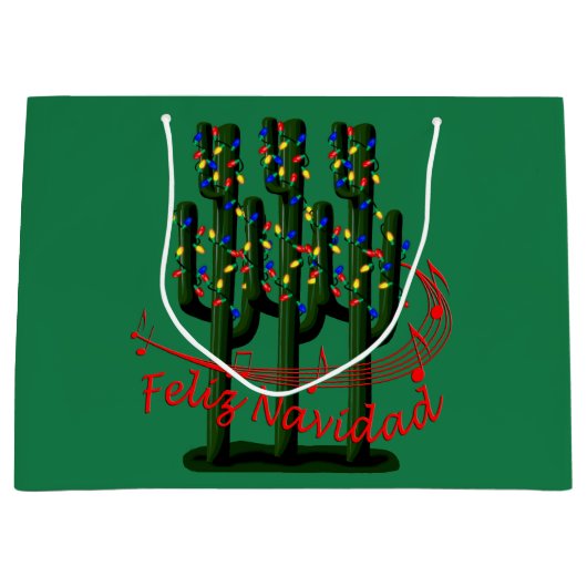 Feliz Navidad-kerstcactus LG GB Large Cadeautasje (Voorkant)