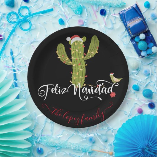 Feliz Navidad-kerstcactus Papieren Bordje (Feest)