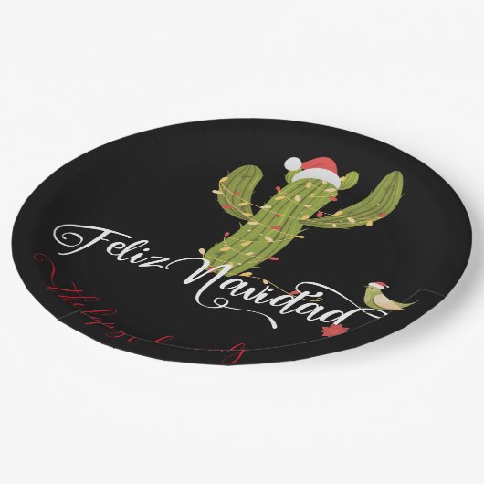 Feliz Navidad-kerstcactus Papieren Bordje (Gekanteld)