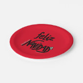 Feliz Navidad Kerstfeest Diner Papieren Bordje (Gekanteld)