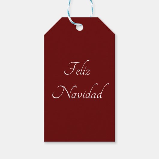 Feliz Navidad-kerstfeestrood Cadeaulabel (Voorkant)